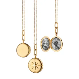 "Adventure" Compass Gold Locket Necklace