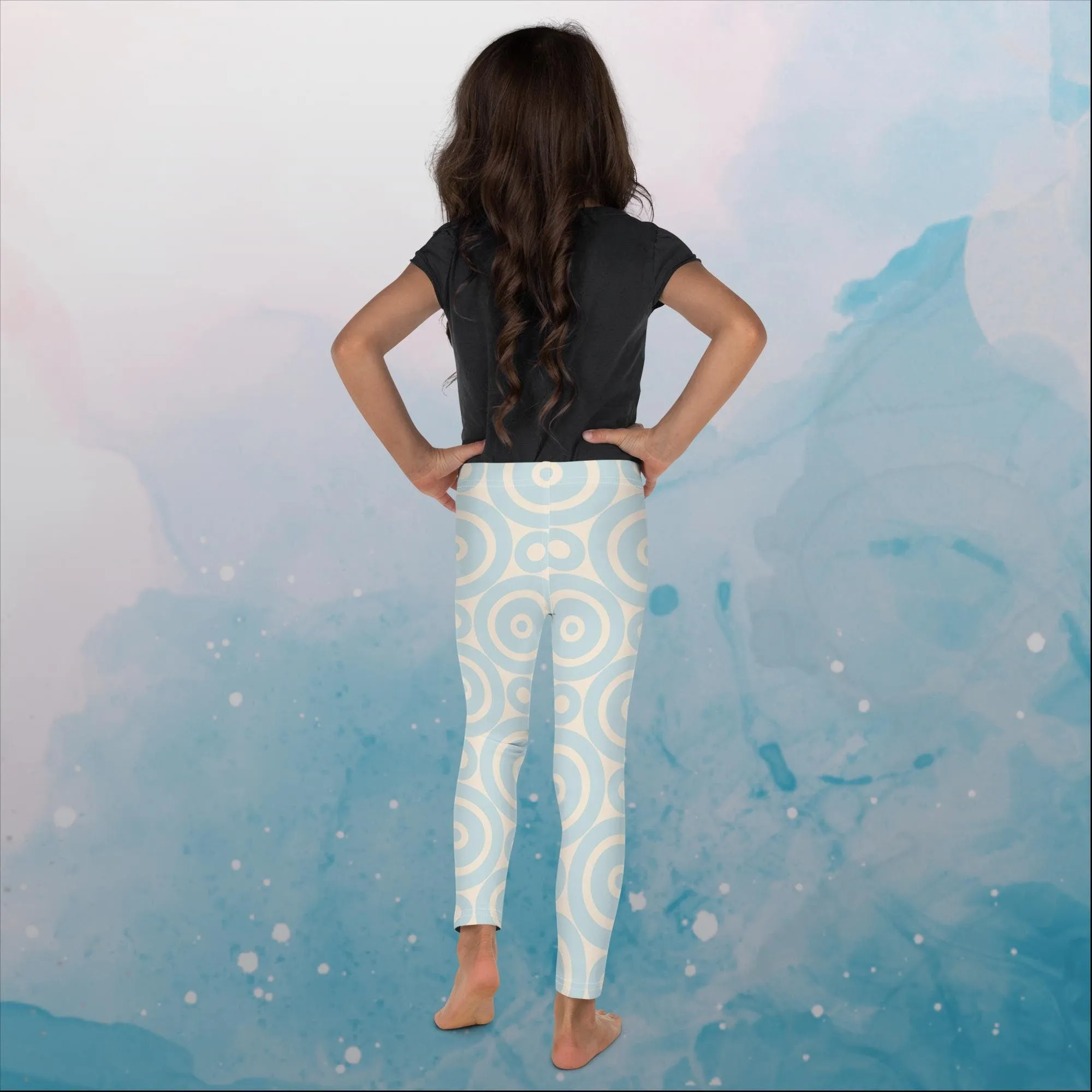 Robins Egg Blue Printed Target Circles Kids Leggings