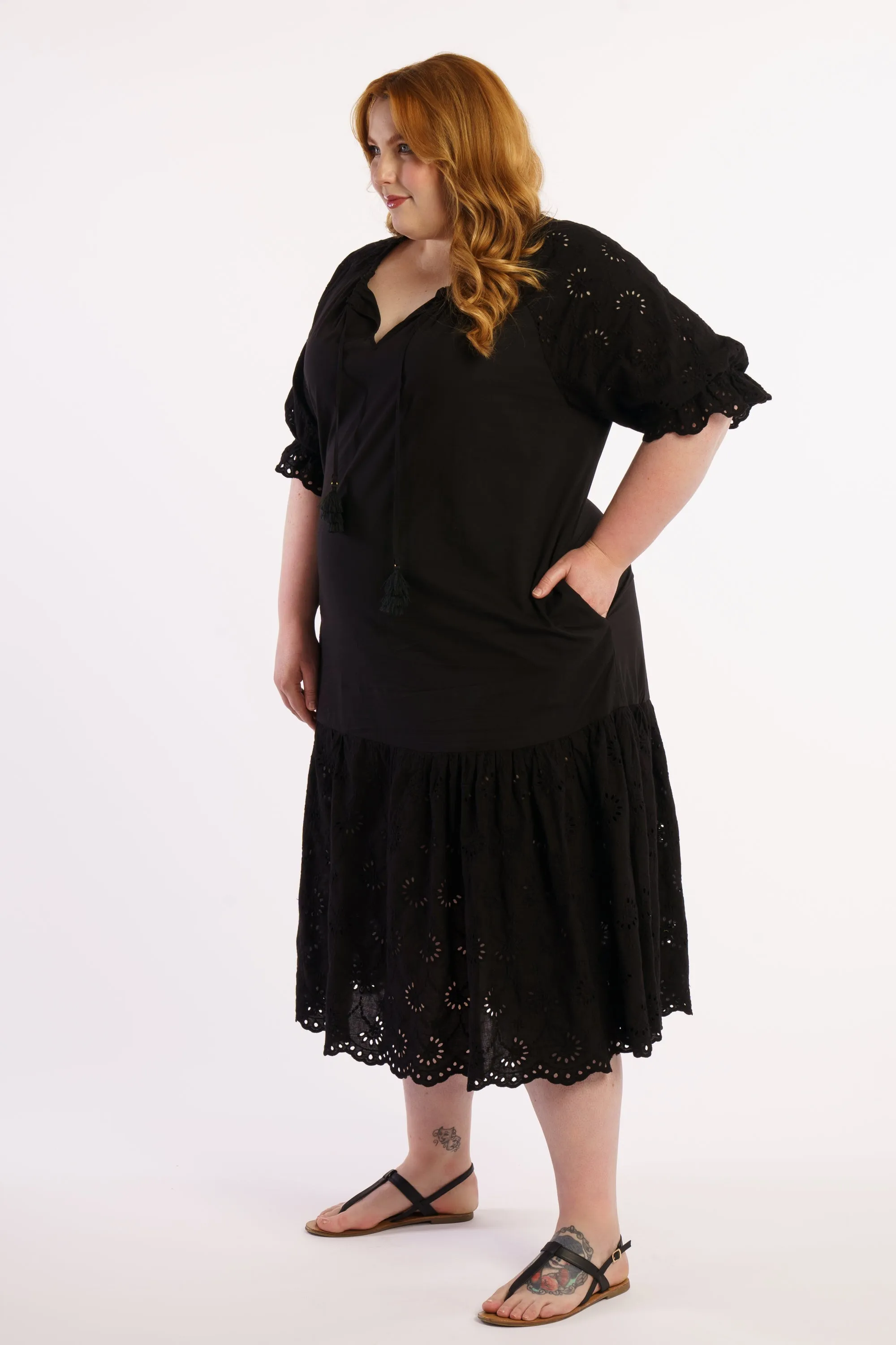 Summer Breeze Broidery Dress - Black - FINAL SALE - LAST ONES -  S (14/16)