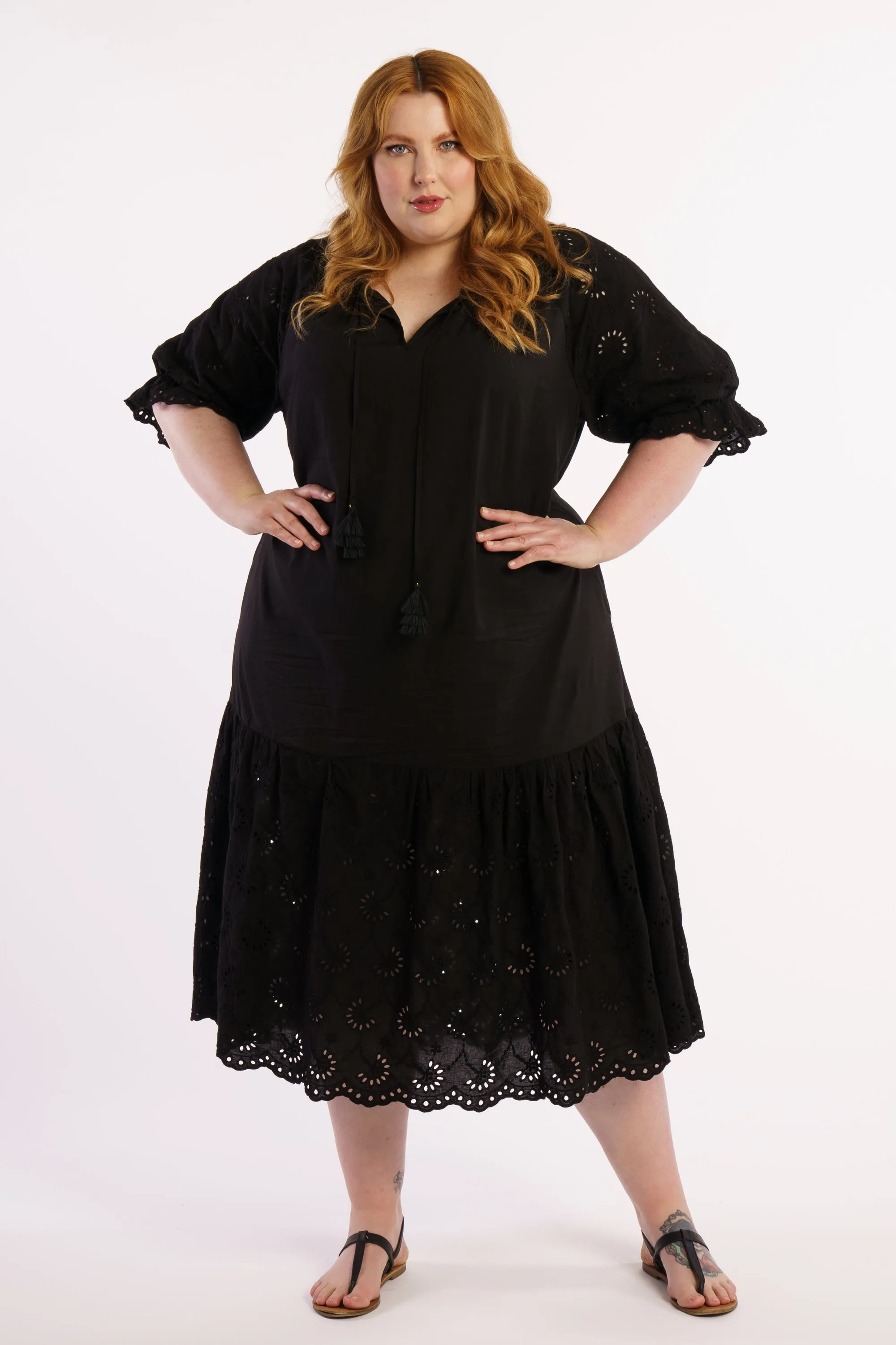 Summer Breeze Broidery Dress - Black - FINAL SALE - LAST ONES -  S (14/16)