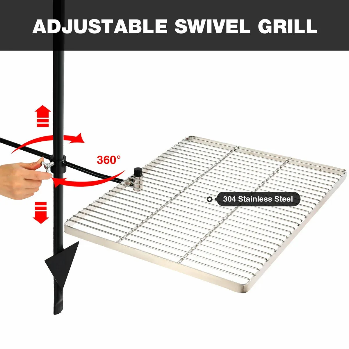 Swivel Campfire Grill Grate with Lamp Holder