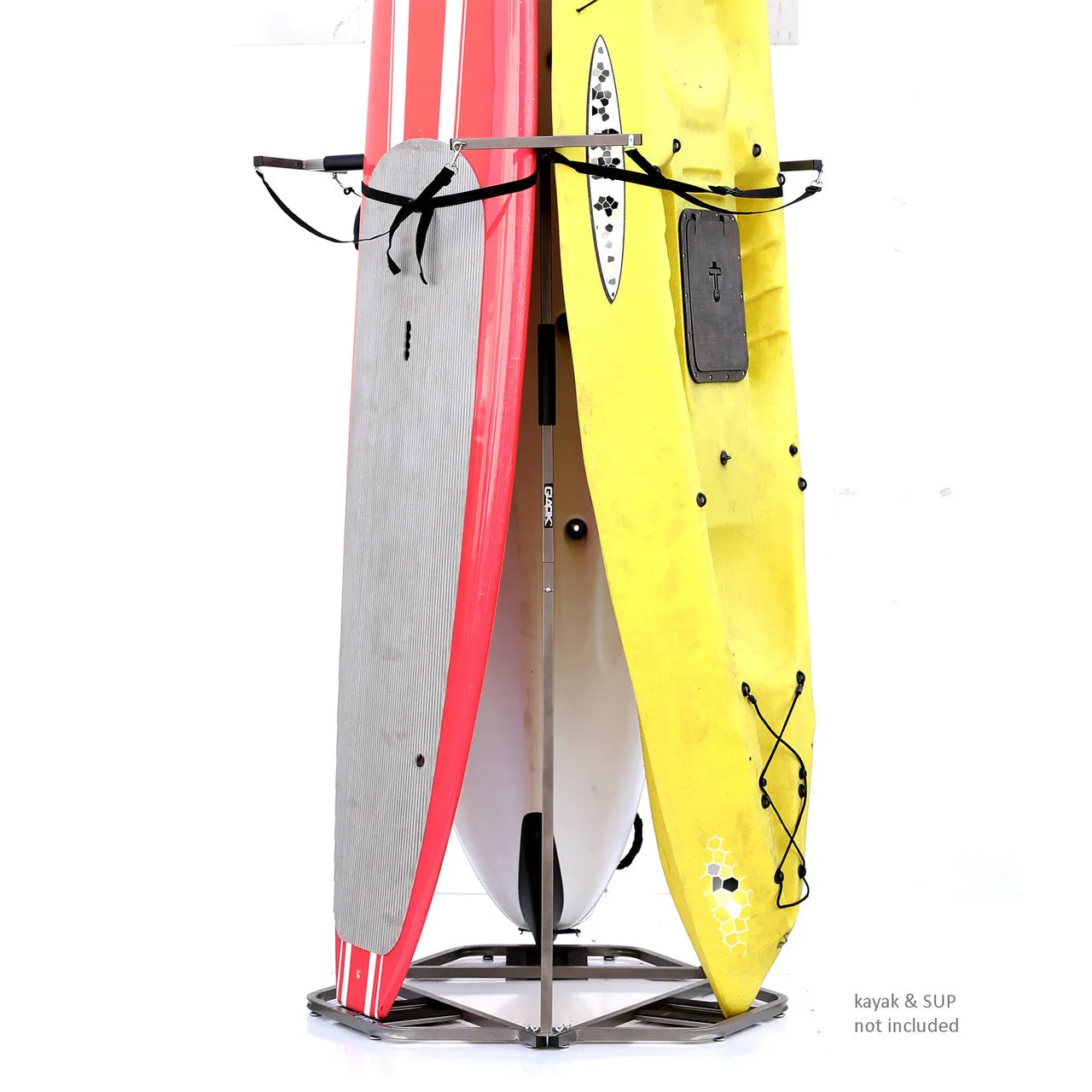 Triple Freestanding SUP & Kayak Rack | Vertical Storage for Retail