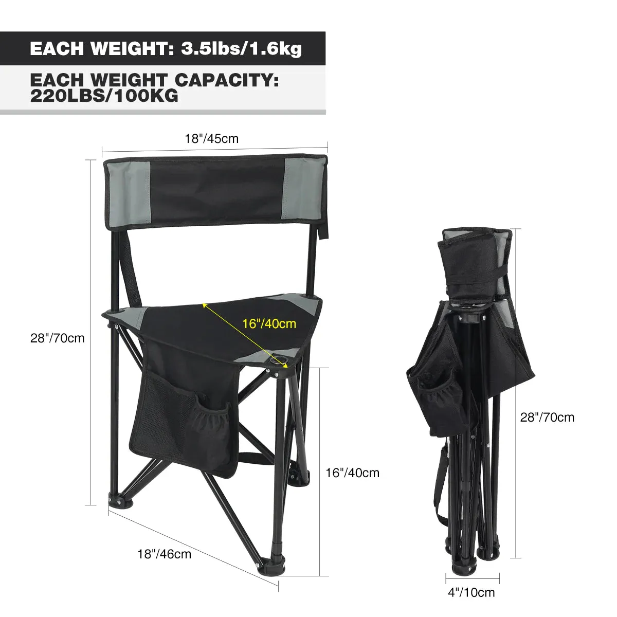 Tripod Camping Chair 2-Pack